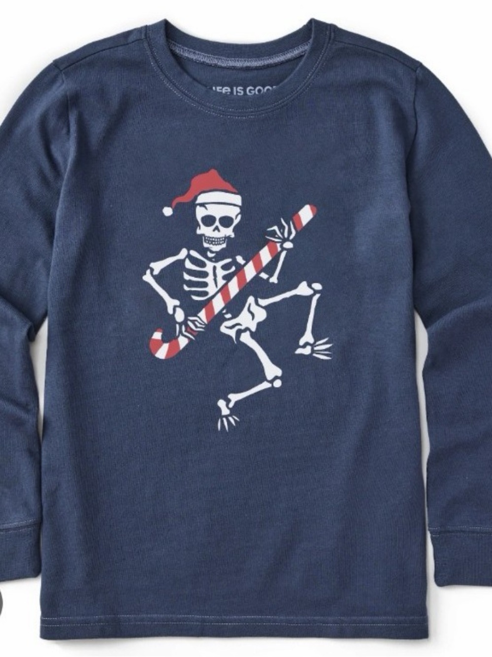 Life Is Good Navy Long-Sleeve Tee with Festive Skeleton